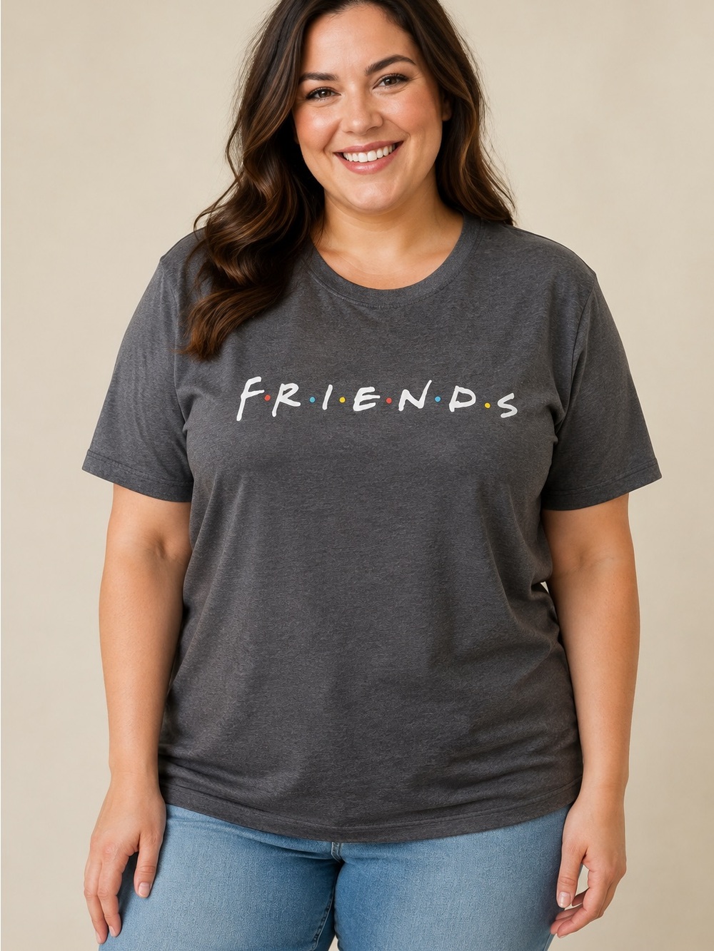 Friends TV Show Logo Graphic T-Shirt Womenโs Size XL Gray